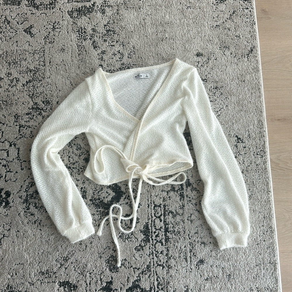 Creamy white wrap long sleeve top